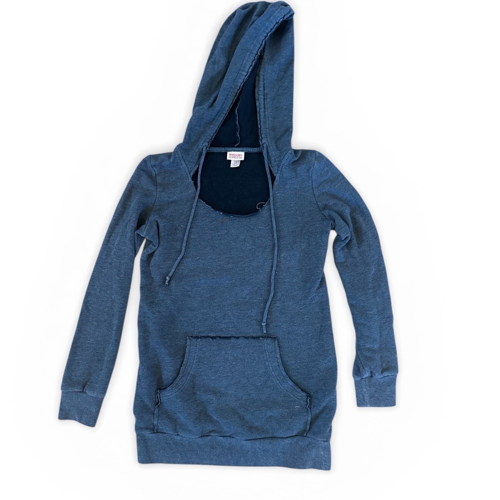 Mossimo Supply Co Gray Fleece Tunic Hoodie Kangaroo Pocket Pullover Sweatshirt S